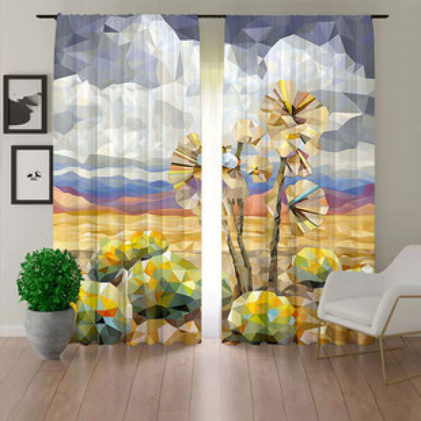 Cross border hot selling factory direct sales 3D digital printing desert flower pattern series curtains