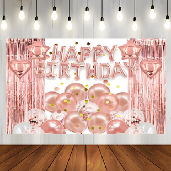 Manufacturer direct sales live broadcast background cloth decorative cloth cross-border wall carpet beach towel tapestry Happy Birthday background series