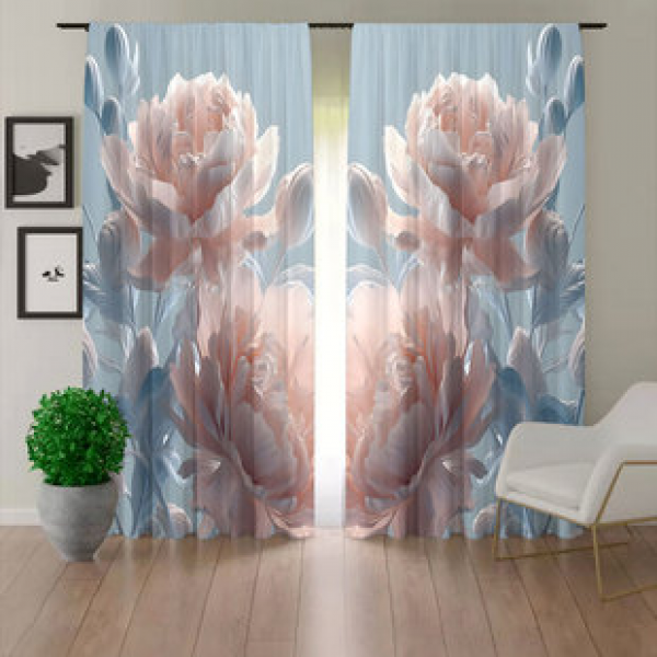 Cross border hot selling factory direct sales of 3D digital printed curtains with dreamy flower series