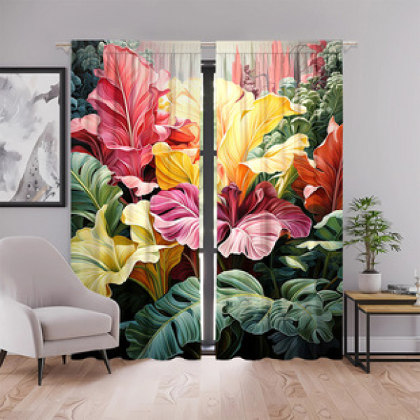 2pcs factory direct sales fantasy leaf series 3D digital printing fabric curtains and window screens