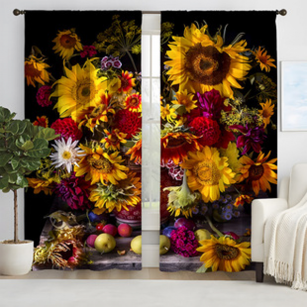 2pcs New Floral Porcelain Pattern Curtains Cross border Manufacturer Supply Living Room Bedroom 3D Digital Printing High Precision