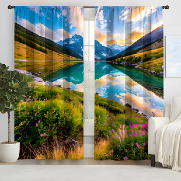2pcs New Natural Landscape Pattern Curtains Cross border Manufacturer Supply Living Room Bedroom 3D Digital Printing High Precision