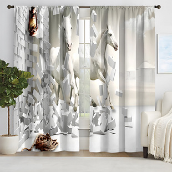 2pcs New Animal Pattern Curtains Cross border Manufacturer Supply Living Room Bedroom 3D Digital Printing High Precision