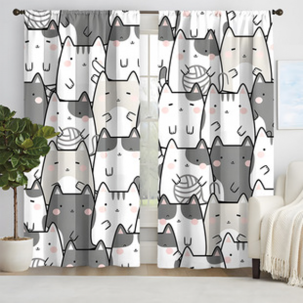 2pcs New Cartoon Pattern Curtains Cross border Manufacturer Supply 3D Digital Printed High Precision Curtains for Living Room and Bedroom