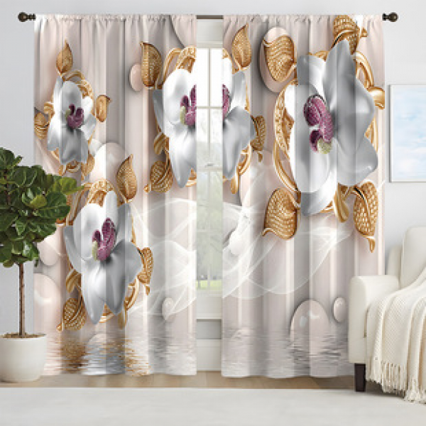 2pcs New Light Luxury Background Pattern Curtains Cross border Manufacturer Supply Living Room Bedroom 3D Digital Printing High Precision
