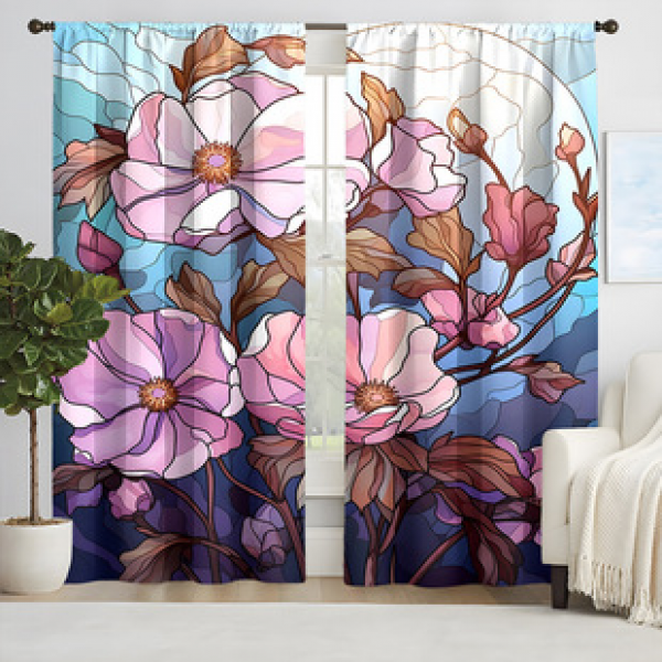 2pcs New Sunflower Pattern Curtains Cross border Manufacturer Supply Living Room Bedroom 3D Digital Printing High Precision Windows