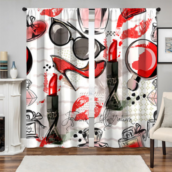2pcs New Fashionable Women's Pattern Curtains Cross border Manufacturer Supply Living Room Bedroom 3D Digital Printing