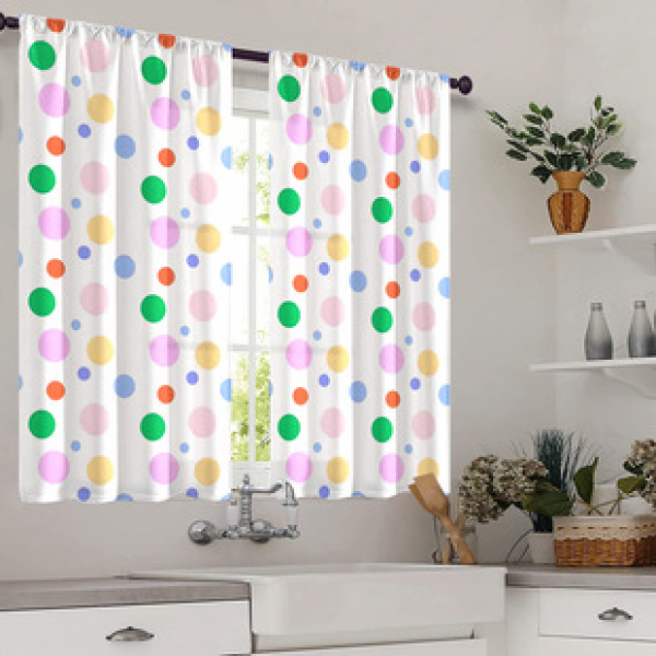 2pcs Kitchen Short Curtain Colorful Pattern Cross border Hot Sale Factory Direct Supply 3D Digital Printing Waterproof and Oil proof