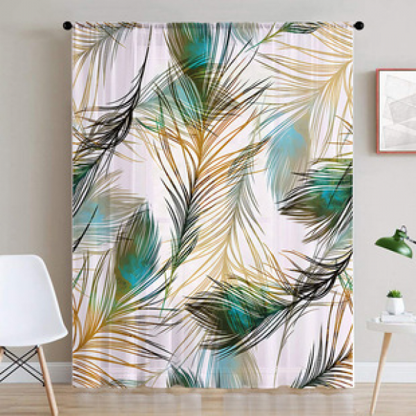 1pc new multi-color window screen flower pattern digital printing decoration through pole window screen