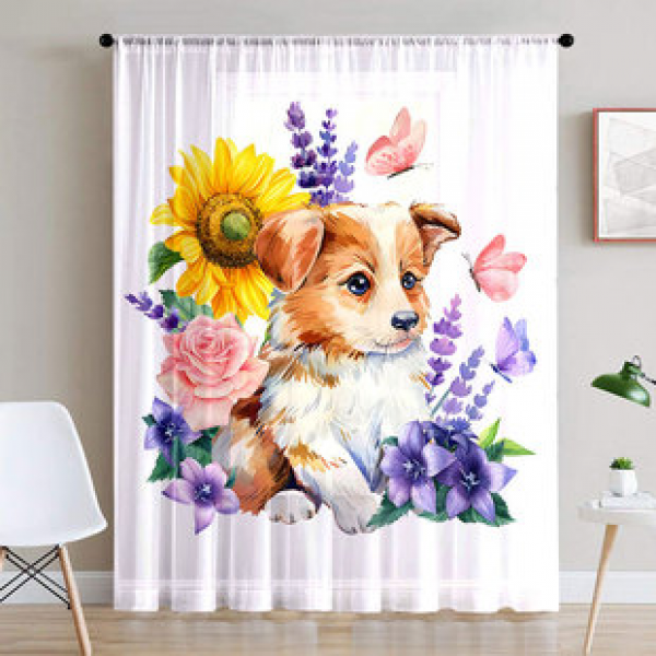 1pc new flower animal pattern window screen 3D digital printing bedroom living room decoration pole through window screen