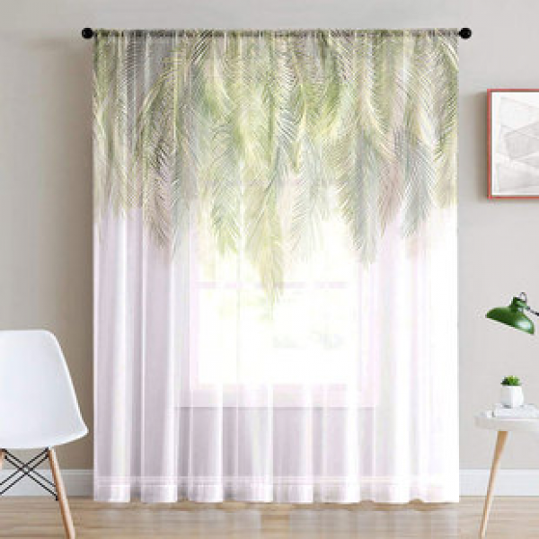 1pc new Nordic leaf window screen manufacturer direct sales 3D digital printing living room bedroom decoration pole through window screen