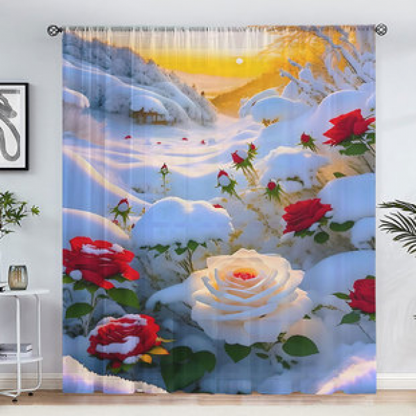 1pc Snow Rose Valentine's Day Window Screen 3D Digital Printing Decoration Manufacturer Direct Sales Through Rod Window Screen