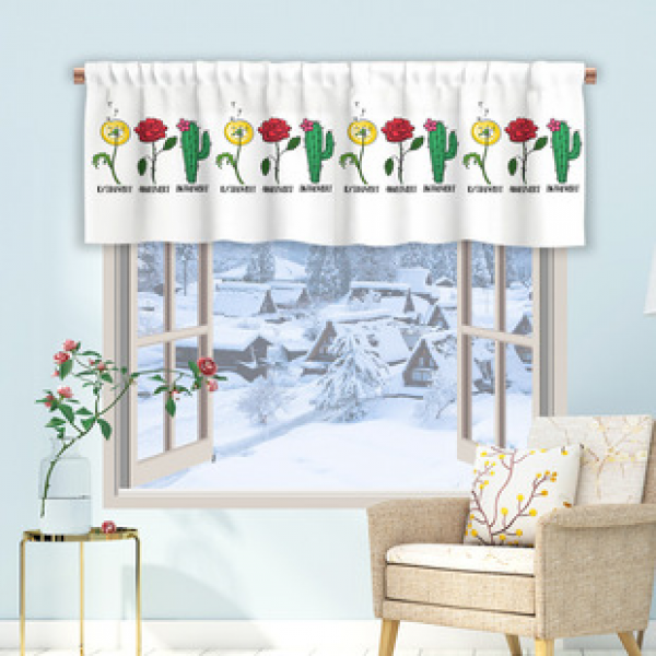 Modern and minimalist Amazon cactus pattern kitchen curtains, half curtains, cross-border Christmas small window decorations, polyester cotton
