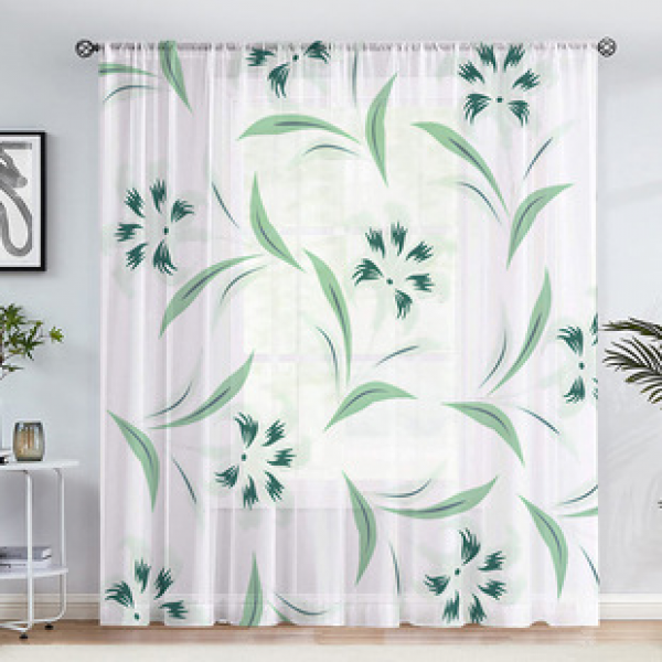 1pc new fresh patterned window screen 3D digital printing bedroom living room decoration manufacturer direct sales through pole window screen