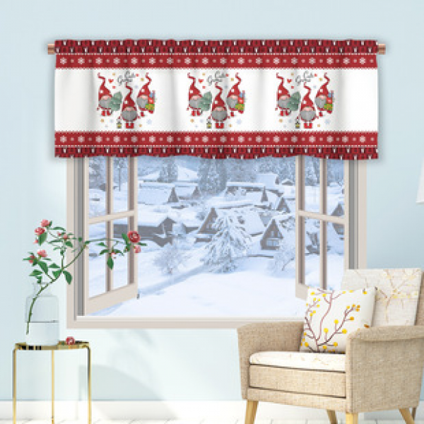 1PC floral short curtain kitchen curtain half curtain cross-border Christmas small window decoration polyester cotton