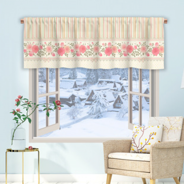 1PC multi-color patterned short curtain kitchen curtain half curtain cross-border Christmas small window decoration polyester cotton