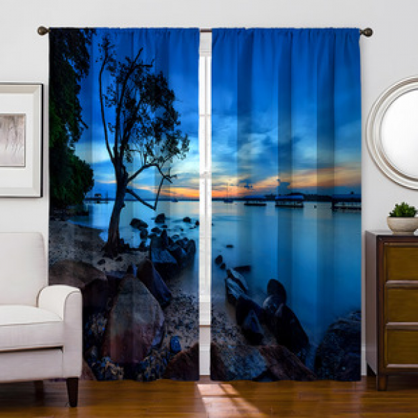 1pc Natural Landscape Pattern Curtain 3D Digital Printing Manufacturer Supply Cross border Amazon WISH Fabric Curtain