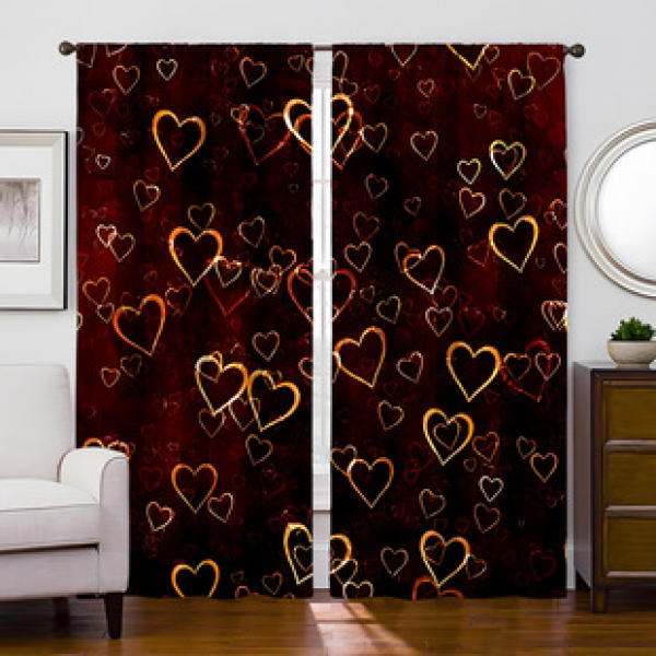 1pc Valentine's Day Love Pattern Curtain 3D Digital Printing Manufacturer Supply Cross border Amazon WISH Fabric Window