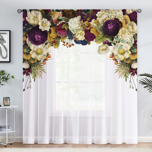 1pc Retro Flower Pattern Curtain 3D Digital Printing Manufacturer Supply Cross border Amazon WISH Fabric Curtain