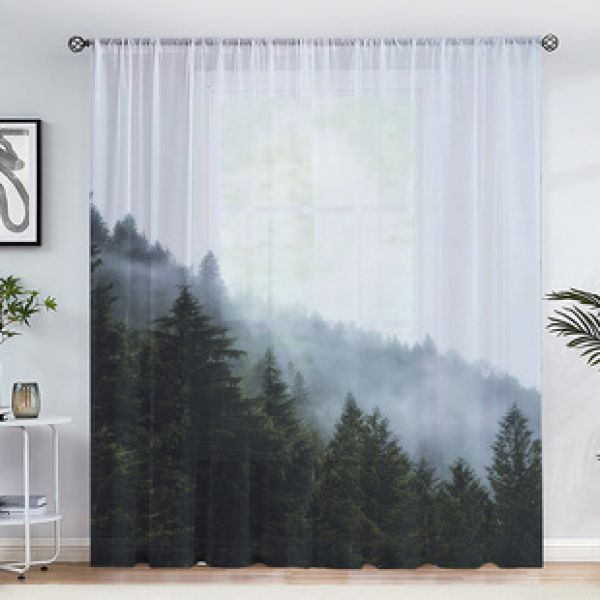 1pc Mountain Forest Pattern Chinese Wind Window Screen 3D Digital Printing Manufacturer Supply Cross border Amazon WISH Fabric Window