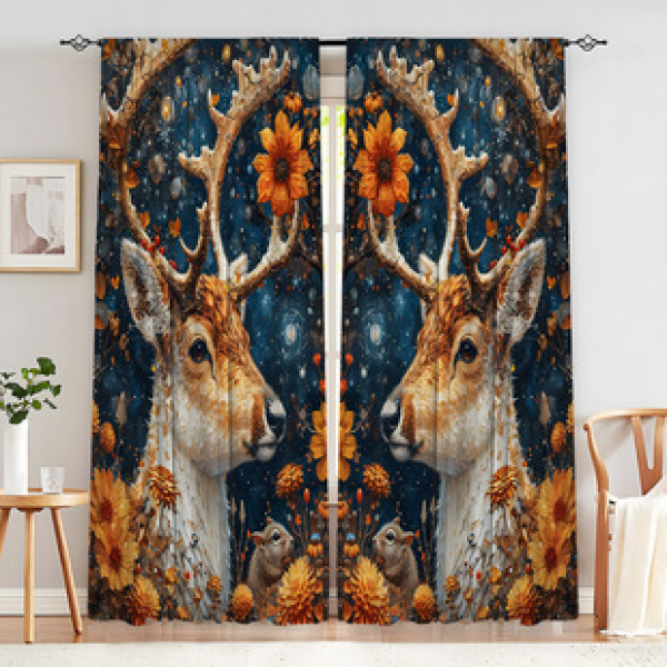 2PCS new Shenlu split curtain factory distributes 3D digital printed curtain products for cross-border Amazon curtains