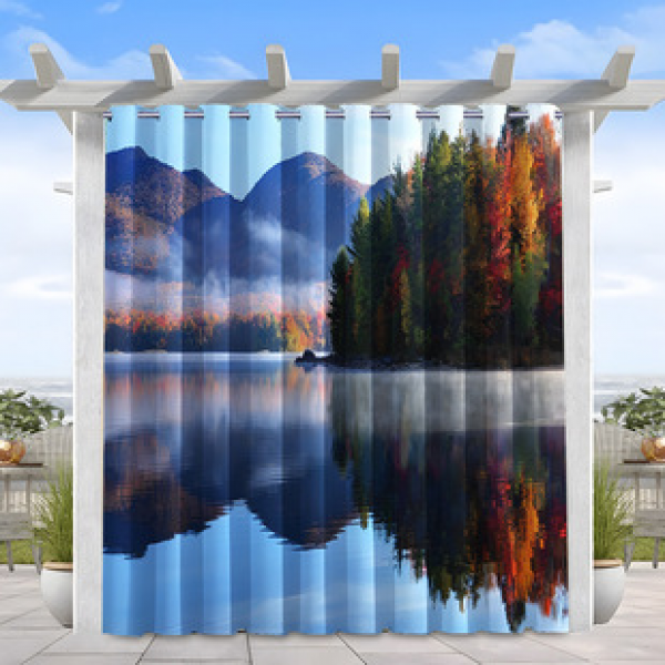 1PC Cross border Foreign Trade Outdoor Waterproof Curtains Cross border Amazon Modern Pavilions Sunshade and Sunscreen Natural Scenery
