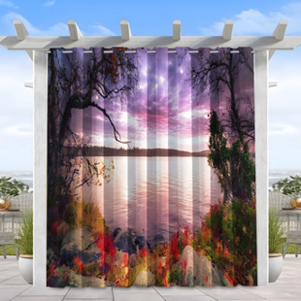 1PC Cross border Foreign Trade Outdoor Waterproof Curtains Cross border Amazon Modern Pavilions Sunscreen Landscape Series