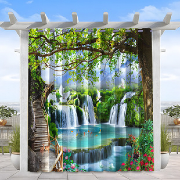 1PC Cross border Foreign Trade Outdoor Waterproof Curtains Cross border Amazon Modern Pavilions Sunscreen Landscape Series