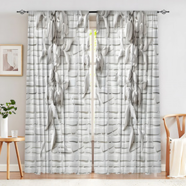 2PCS Art Carving Curtain Factory Delivers 3D Digital Printing Cross border Amazon Curtain Hot Selling Patterns