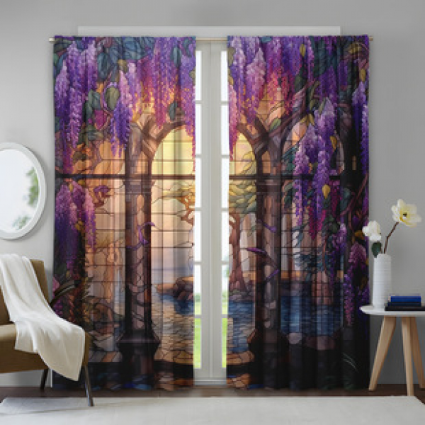 2PCS Flower Character Curtain Factory OEM 3D Digital Printing Cross border Amazon Curtain Hot Selling Pattern