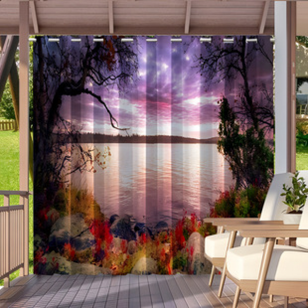 Cross border Foreign Trade Outdoor Waterproof Curtains and Window Screens Cross border Amazon Modern Pavilions Sunscreen Forest Series