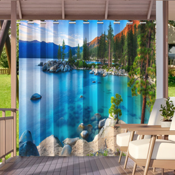 Cross border foreign trade, outdoor waterproof curtains and window screens, cross-border Amazon modern pavilions, sunshade and sun protection, outdoor scenery series