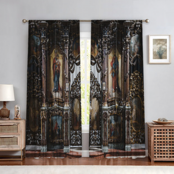 2PCS Flower Character Curtain Factory OEM 3D Digital Printing Cross border Amazon Curtain Hot Selling Pattern