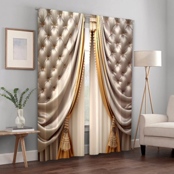 2PCS Flower Character Curtain Factory OEM 3D Digital Printing Cross border Amazon Curtain Hot Selling Pattern