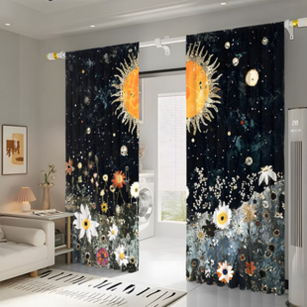 2PCS Flower Character Curtain Factory OEM 3D Digital Printing Cross border Amazon Curtain Hot Selling Pattern