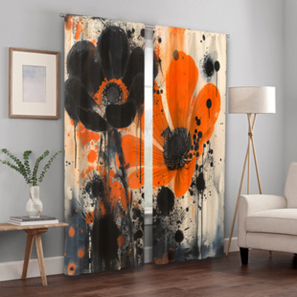 2PCS Flower Character Curtain Factory OEM 3D Digital Printing Cross border Amazon Curtain Hot Selling Pattern