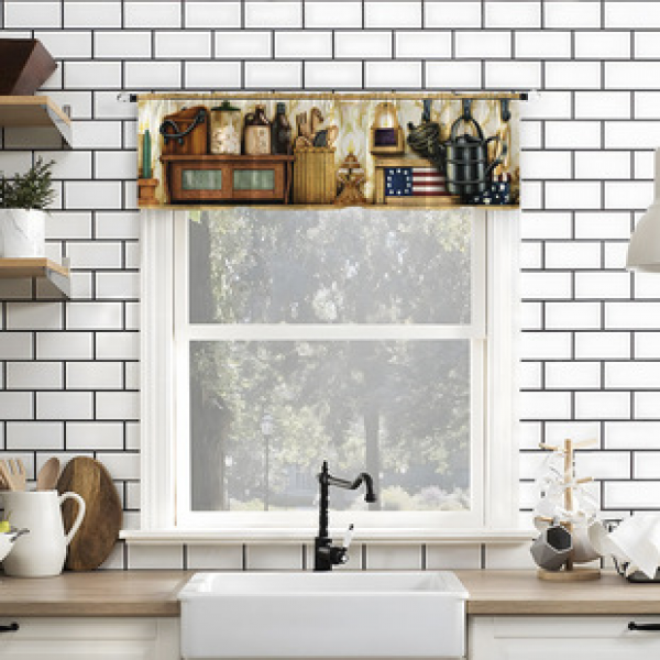 1PC multi-color floral short curtain kitchen curtain half curtain cross-border Christmas small window decoration polyester cotton