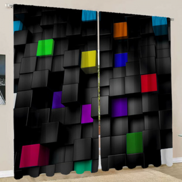 2PCS Landscape Abstract Scene Curtain Factory OEM 3D Digital Printing Cross border Amazon Curtain Hot Selling Pattern