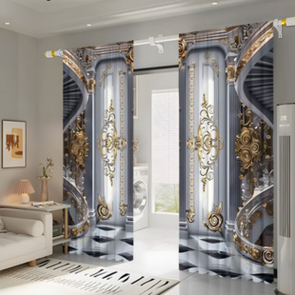 2PCS City Scene Curtain Factory Delivers 3D Digital Printing Cross border Amazon Curtain Hot Selling Pattern