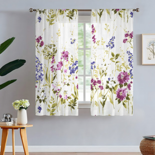 2pcs animal and plant manufacturers supply cross-border Amazon 3D digital printed fabric curtains and window screens