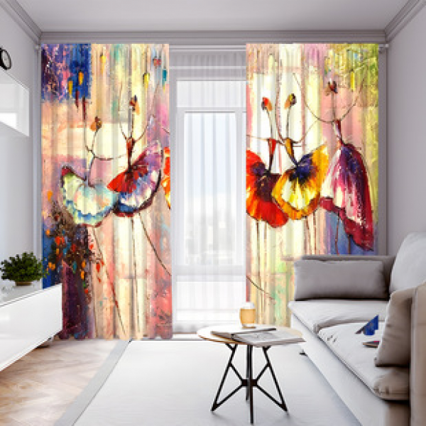 2PCS Flower Character Curtain Factory OEM 3D Digital Printing Cross border Amazon Curtain Hot Selling Pattern