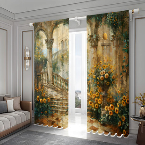 2PCS Flower Character Curtain Factory OEM 3D Digital Printing Cross border Amazon Curtain Hot Selling Pattern