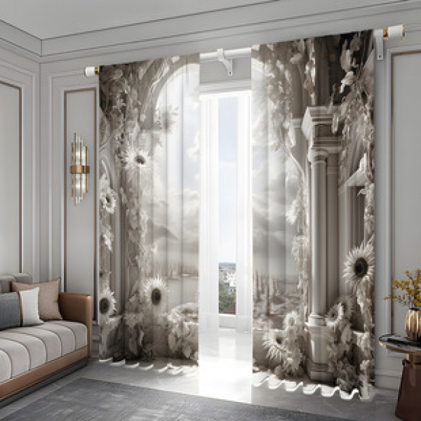 2PCS Flower Character Curtain Factory OEM 3D Digital Printing Cross border Amazon Curtain Hot Selling Pattern