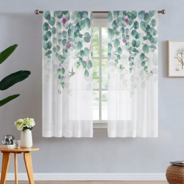 2pcs animal and plant manufacturers supply cross-border Amazon 3D digital printed fabric curtains and window screens