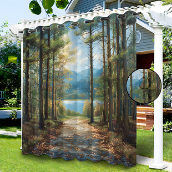 Cross border Foreign Trade Outdoor Waterproof Curtains and Window Screens Cross border Amazon Modern Pavilions Sunscreen Forest Series