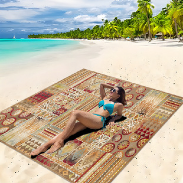 Cross border beach mat, quick drying, waterproof and moisture-proof mat, outdoor picnic mat, camping blanket