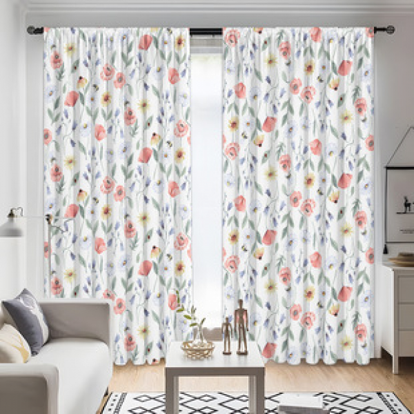 2PCS Flower Character Curtain Factory OEM 3D Digital Printing Cross border Amazon Curtain Hot Selling Pattern