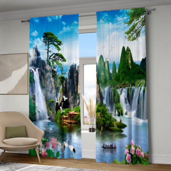 2PCS Flower Character Curtain Factory OEM 3D Digital Printing Cross border Amazon Curtain Hot Selling Pattern