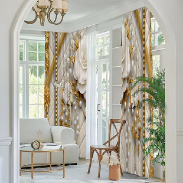 2PCS Flower Character Curtain Factory OEM 3D Digital Printing Cross border Amazon Curtain Hot Selling Pattern