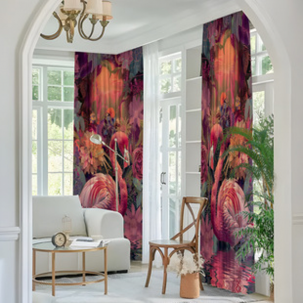 2PCS Flower Character Curtain Factory OEM 3D Digital Printing Cross border Amazon Curtain Hot Selling Pattern